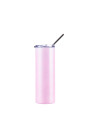 Gobelet SS à couleur changeante de 20 oz/600 ml avec paille et couvercle (sensible à la chaleur, bleu clair à rose)