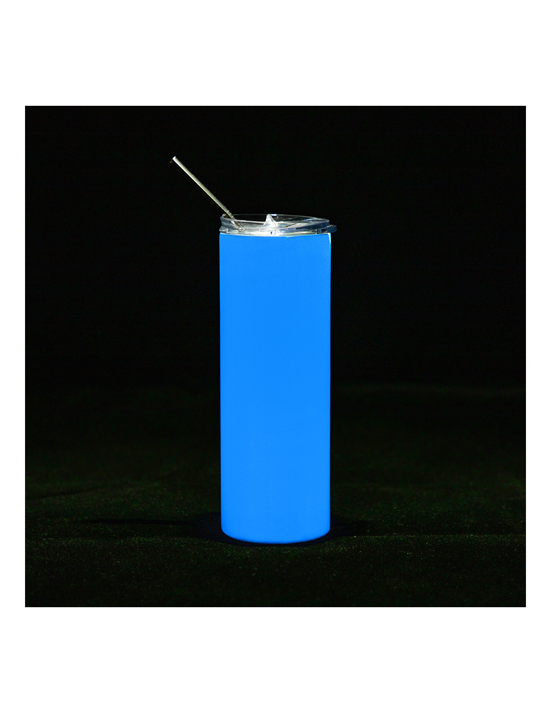 Gobelet SS 20oz/600ml avec paille et couvercle (brille dans le noir, blanc à bleu)