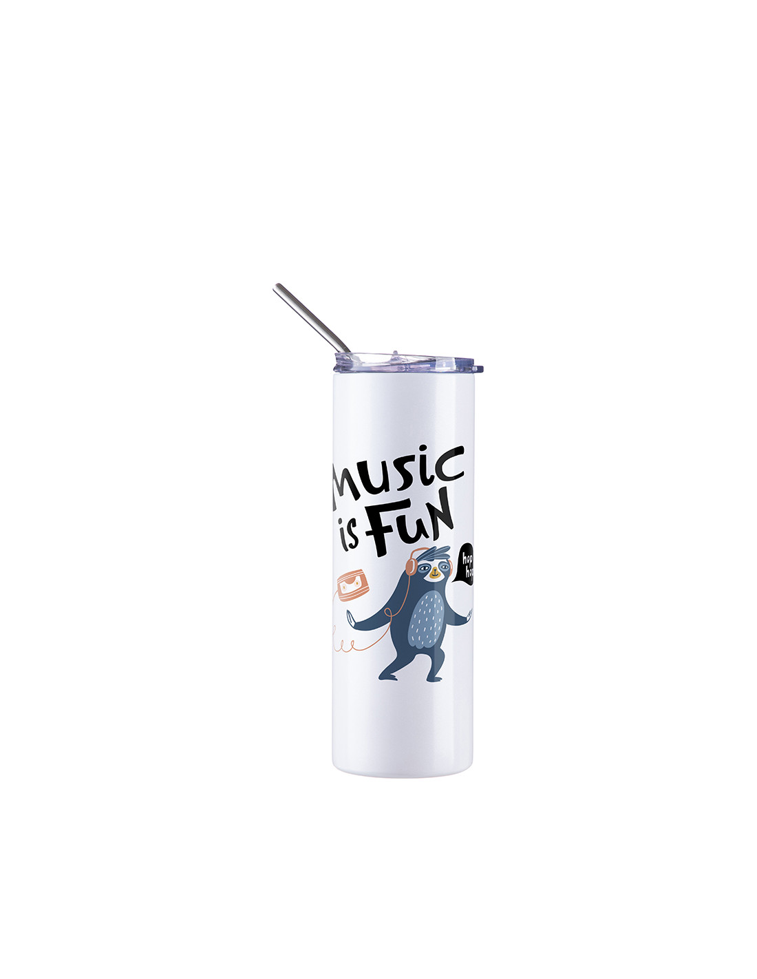 Gobelet SS 20oz/600ml avec paille et couvercle (brille dans le noir, blanc à bleu)
