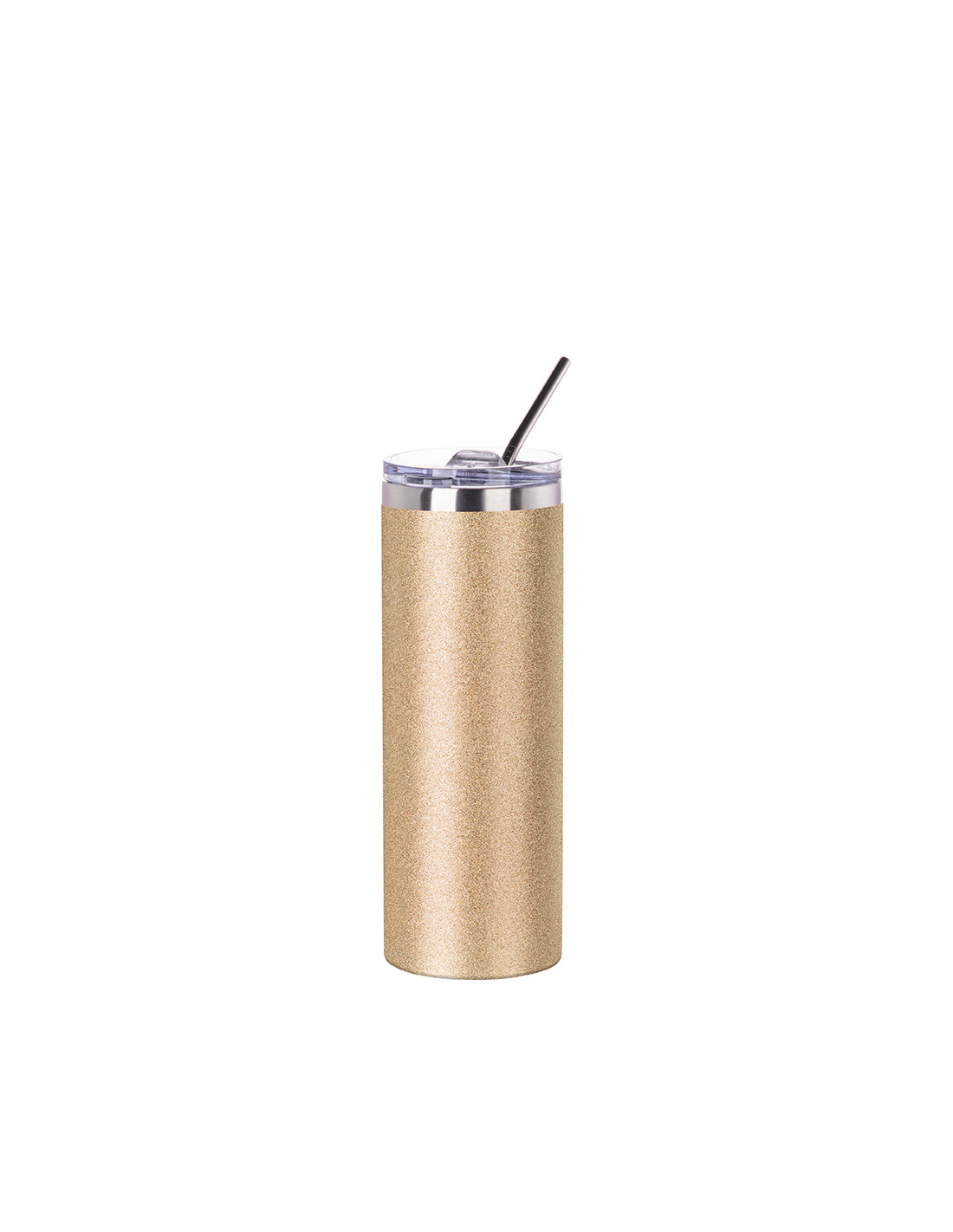 Gobelet fin en acier inoxydable à paillettes de 20 oz/600 ml avec paille et couvercle (or rose)