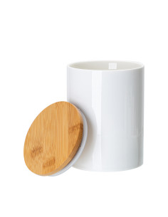 Pot de rangement en céramique de 25 oz avec couvercle en bambou 2