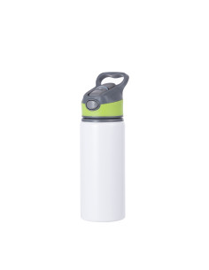 Bouteille d'eau en aluminium de 20 OZ/650 ml avec bouchon vert (blanc)

