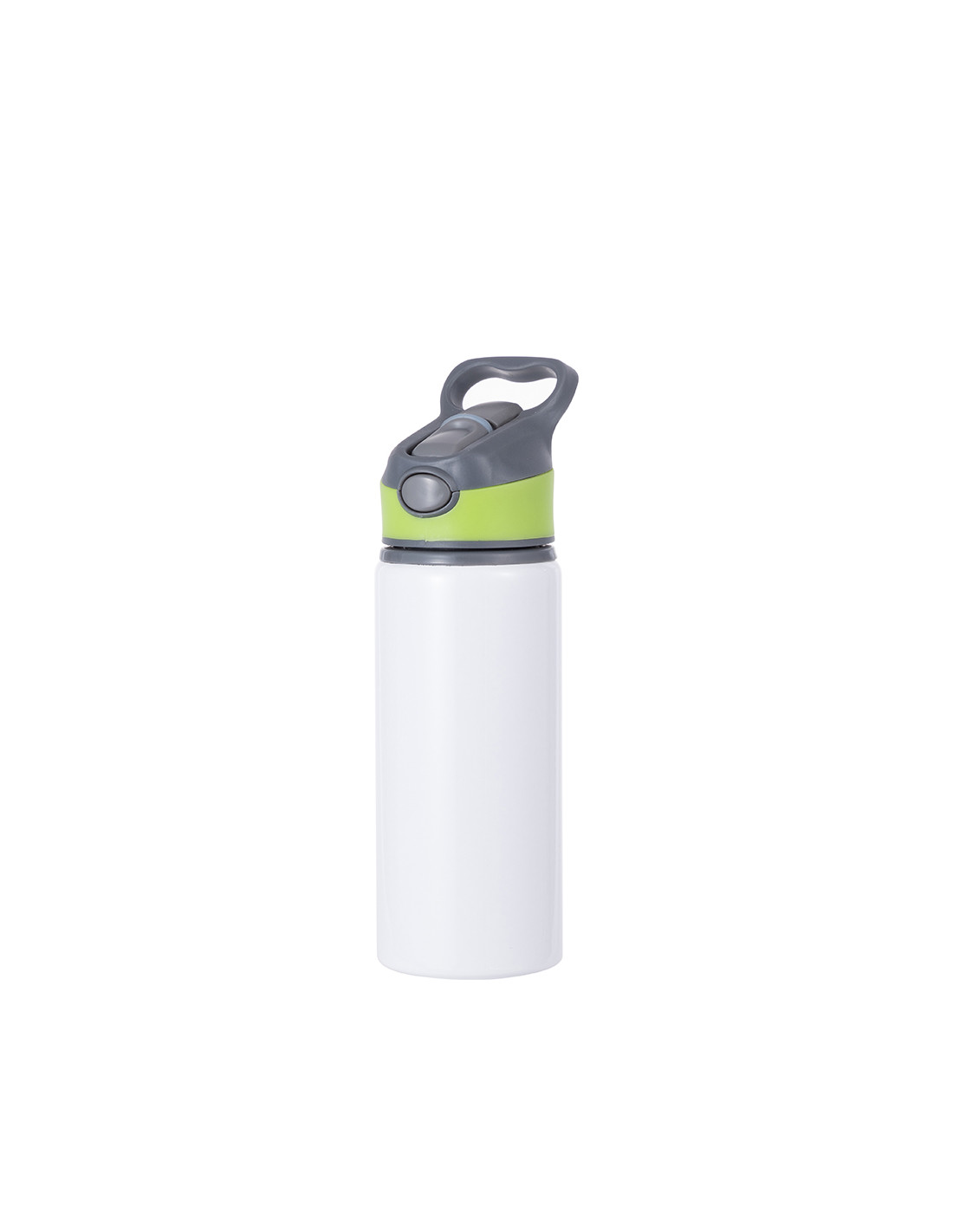 Bouteille d'eau en aluminium de 20 OZ/650 ml avec bouchon vert (blanc)
