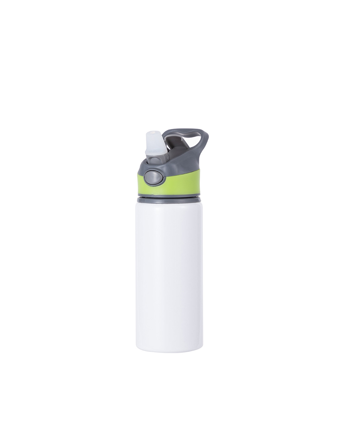 Bouteille d'eau en aluminium de 20 OZ/650 ml avec bouchon vert (blanc)
