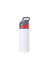 Bouteille d'eau en aluminium de 20 OZ/650 ml avec bouchon rouge (blanc)
