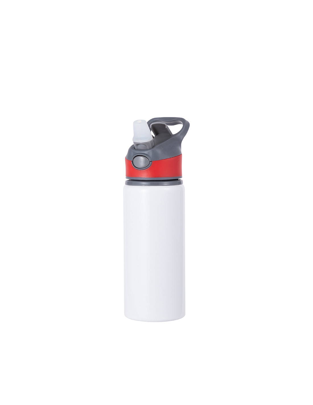 Bouteille d'eau en aluminium de 20 OZ/650 ml avec bouchon rouge (blanc)
