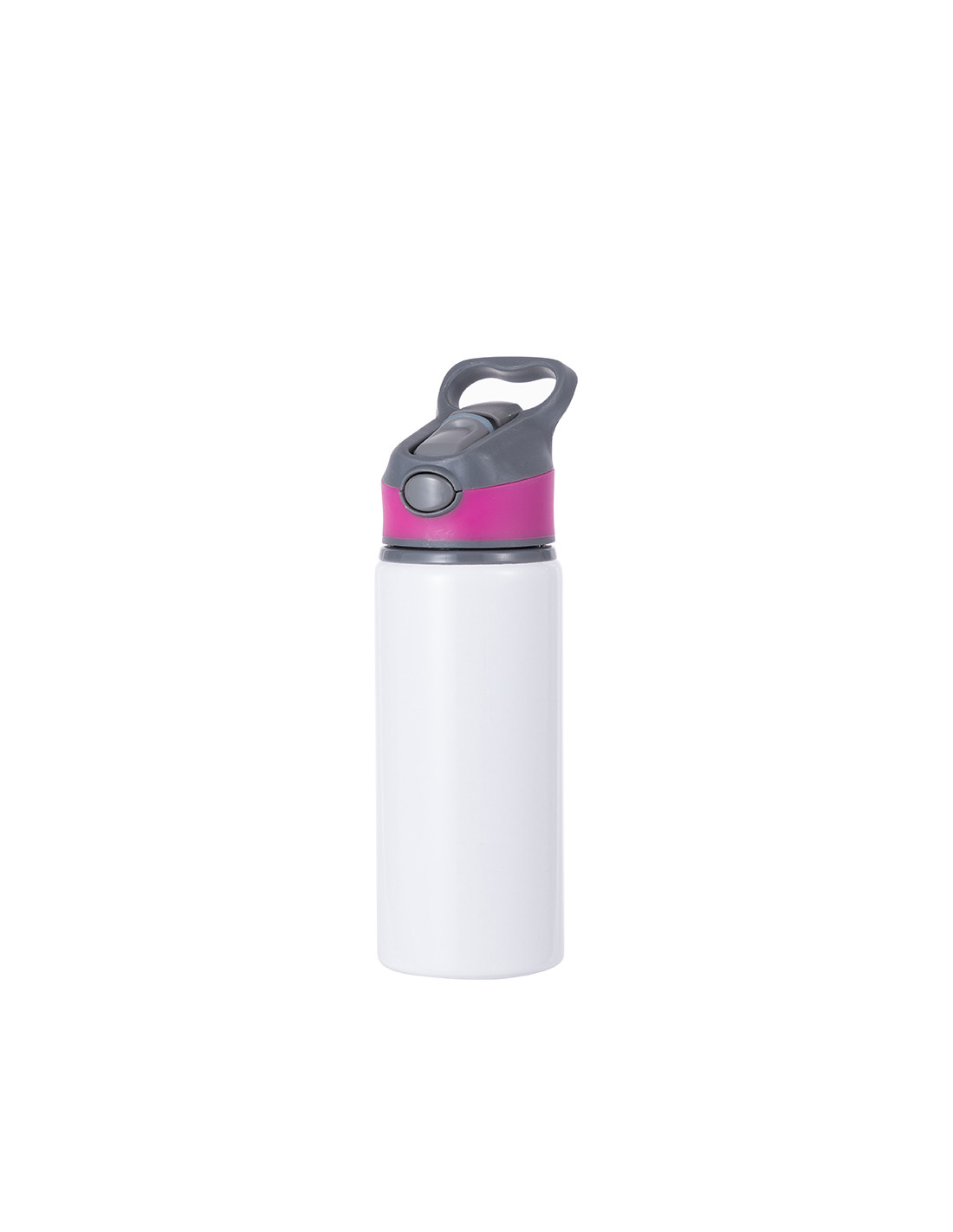 Bouteille d'eau en aluminium de 20 OZ/650 ml avec bouchon rose rouge (blanc)
