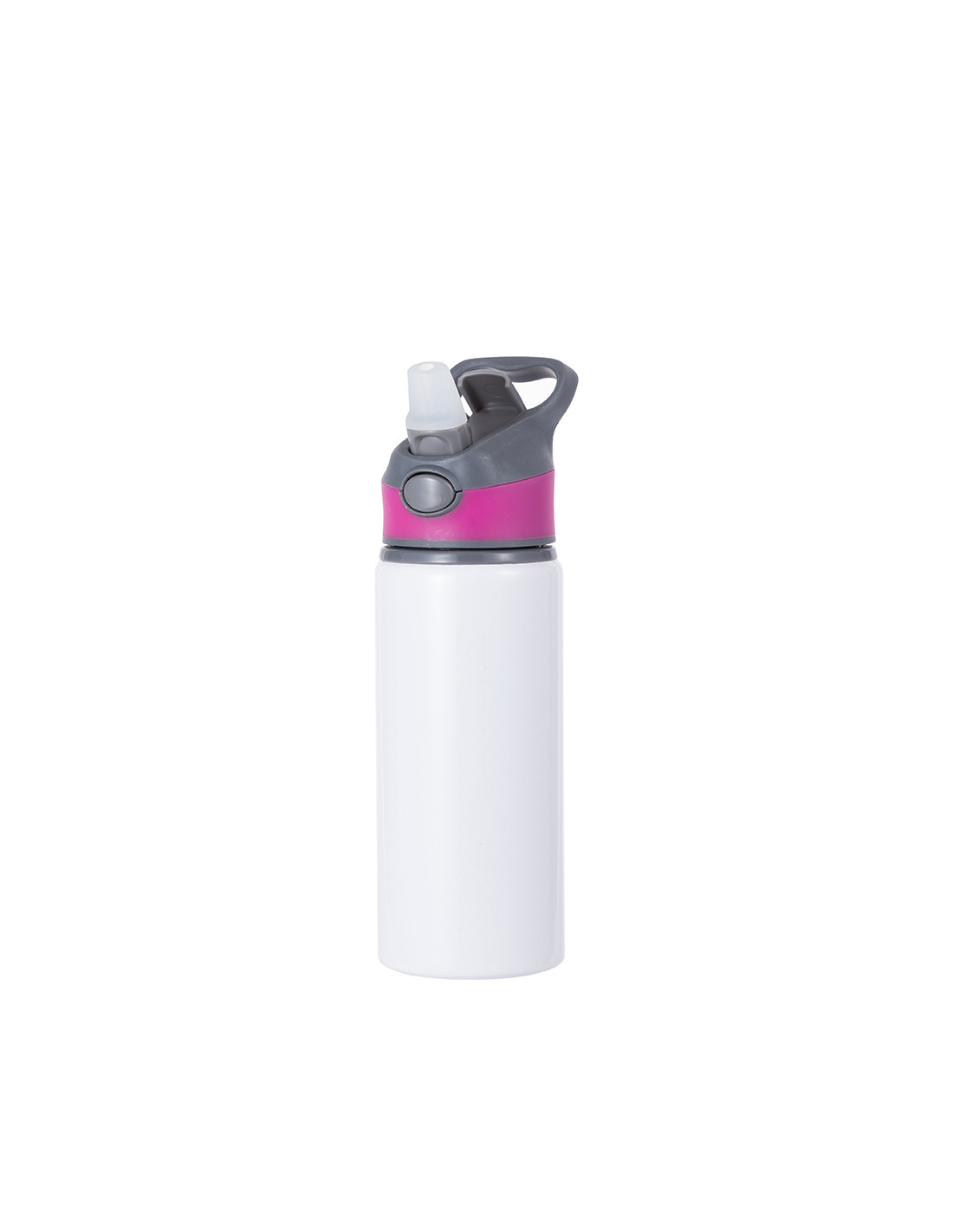 Bouteille d'eau en aluminium de 20 OZ/650 ml avec bouchon rose rouge (blanc)
