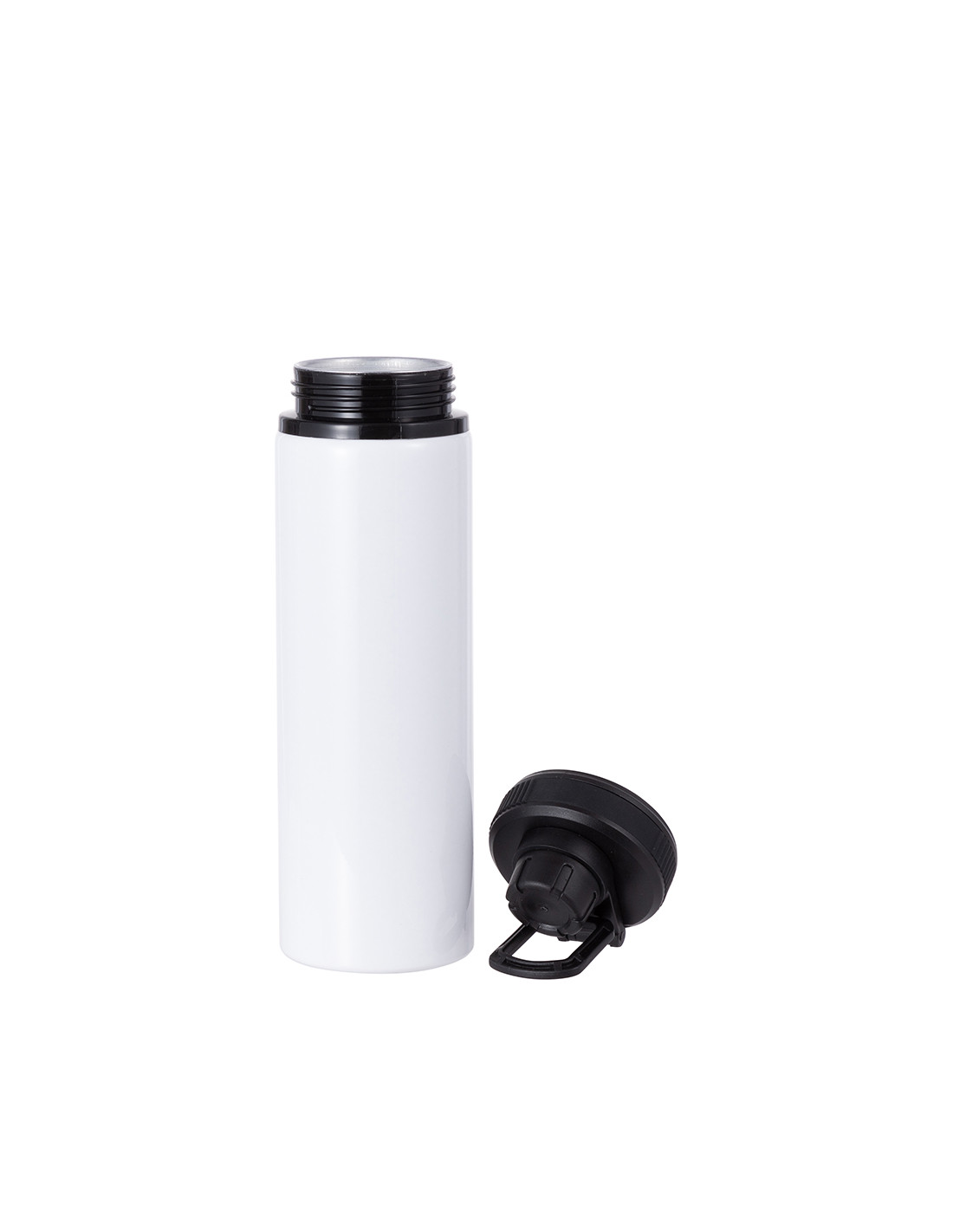 Bouteille d'eau en aluminium de 25 OZ/850 ml avec bouchon noir (blanc)