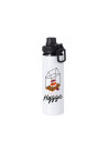 Bouteille d'eau en aluminium de 25 OZ/850 ml avec bouchon noir (blanc)