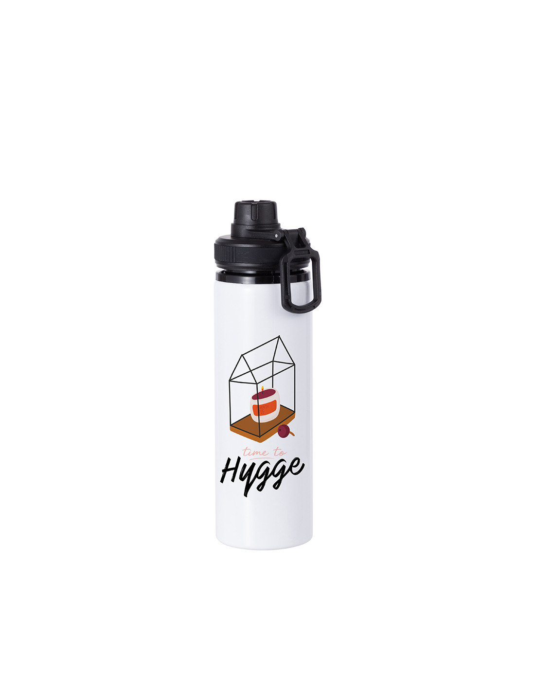 Bouteille d'eau en aluminium de 25 OZ/850 ml avec bouchon noir (blanc)