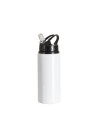 Bouteille en aluminium blanc de 20 oz/600 ml avec couvercle en paille noire