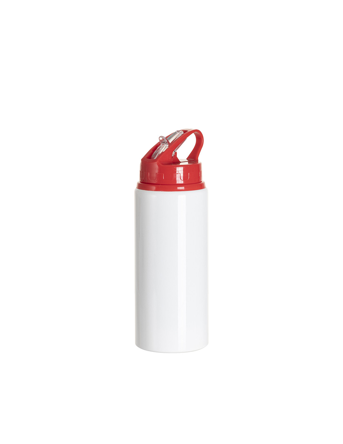 Bouteille en aluminium blanc de 20 oz/600 ml avec couvercle en paille rouge