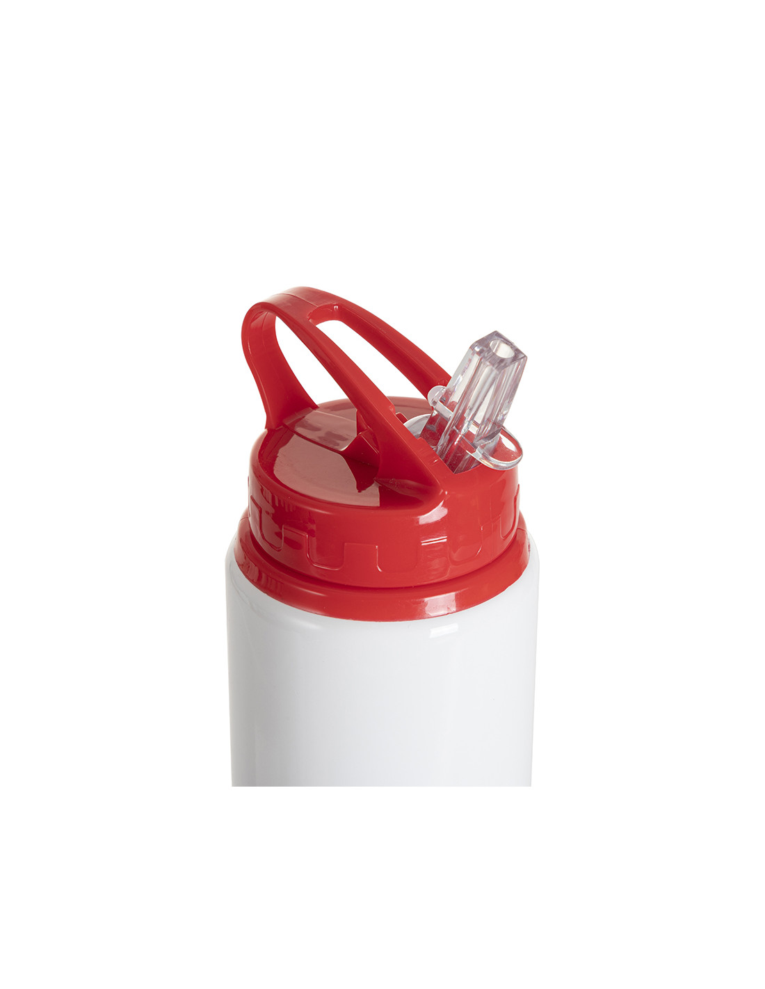 Bouteille en aluminium blanc de 20 oz/600 ml avec couvercle en paille rouge