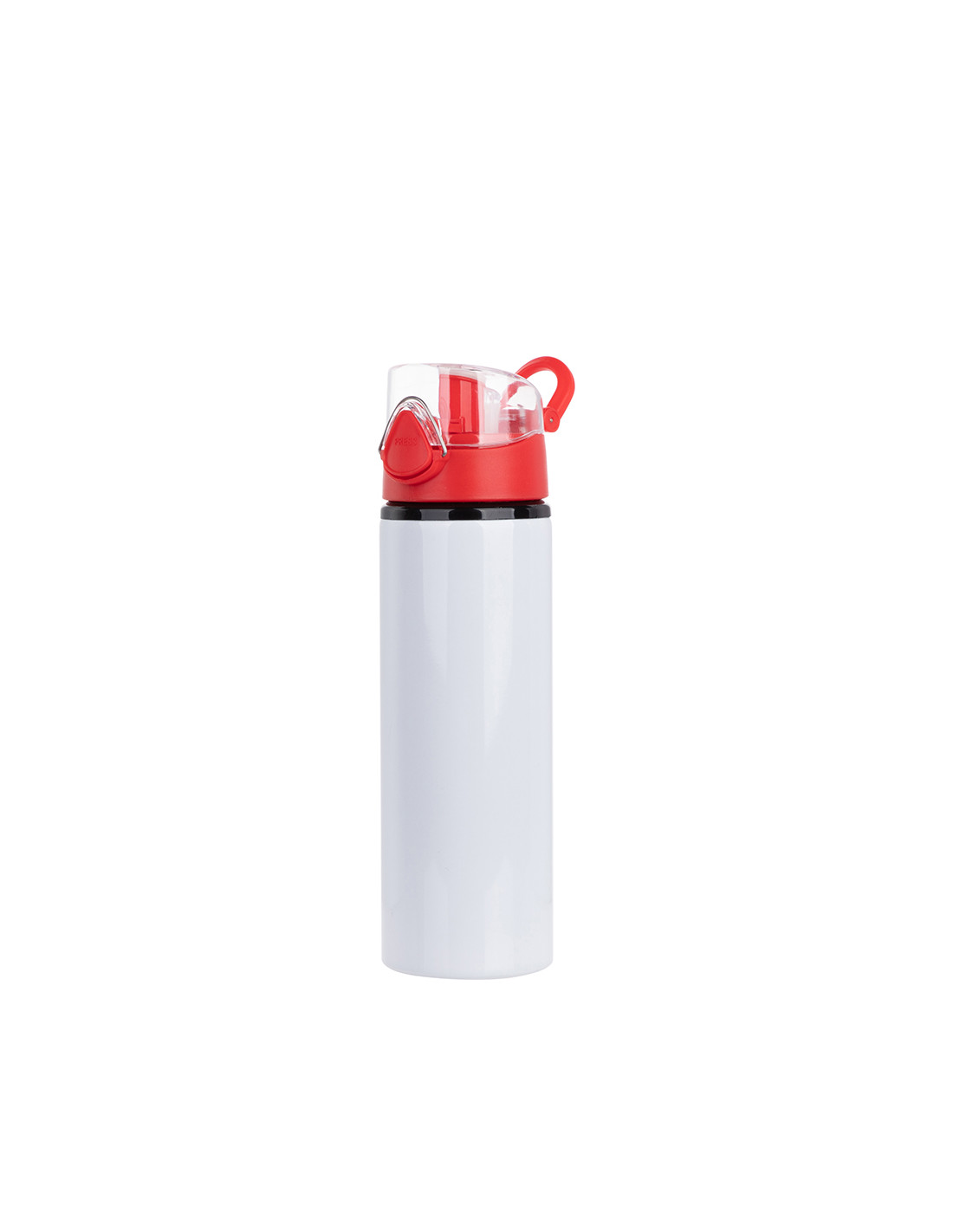 Bouteille d'eau en aluminium de 750 ml avec bouchon rouge (blanc)