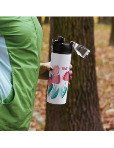 Bouteille d'eau en aluminium de 750 ml avec bouchon noir (blanc) 2