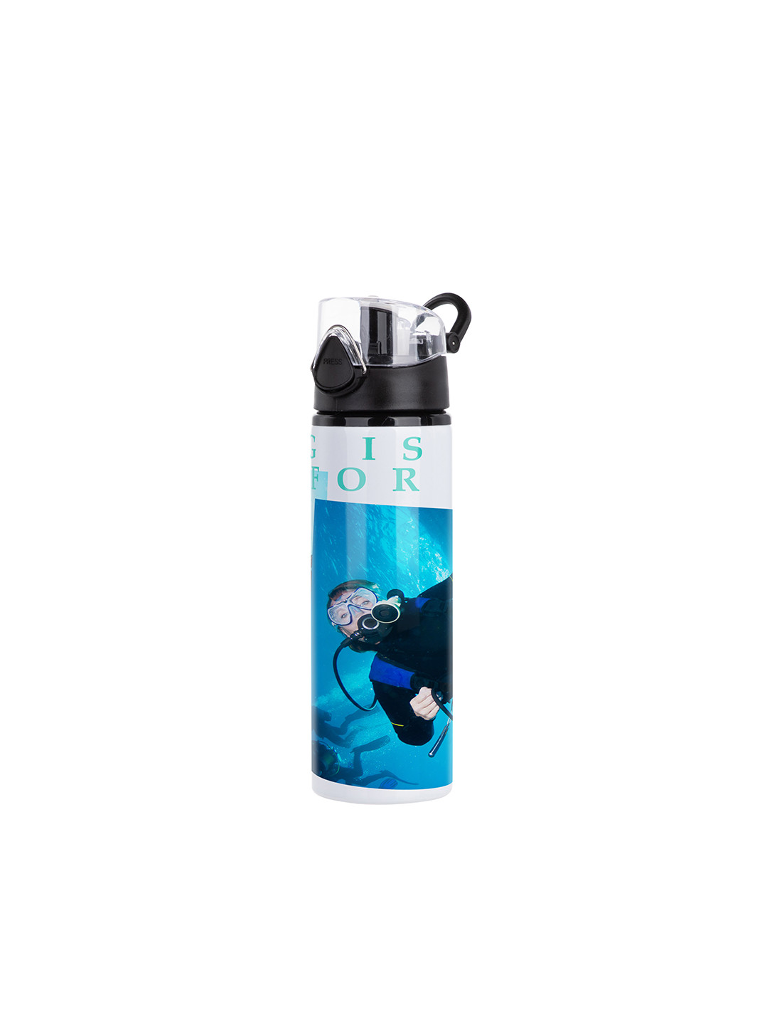 Bouteille d'eau en aluminium de 750 ml avec bouchon noir (blanc)