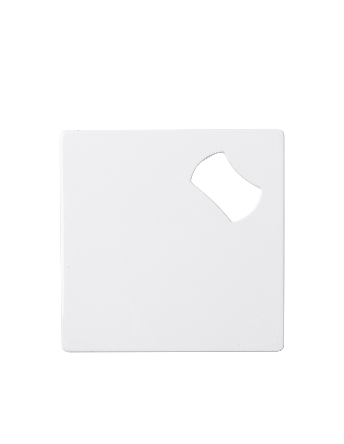 Ouvre-bouteille entièrement blanc en acier inoxydable (carré, 9 cm)