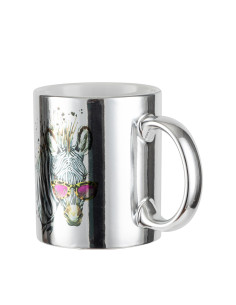 11oz Silver Plated Ceramic Mug--
 2