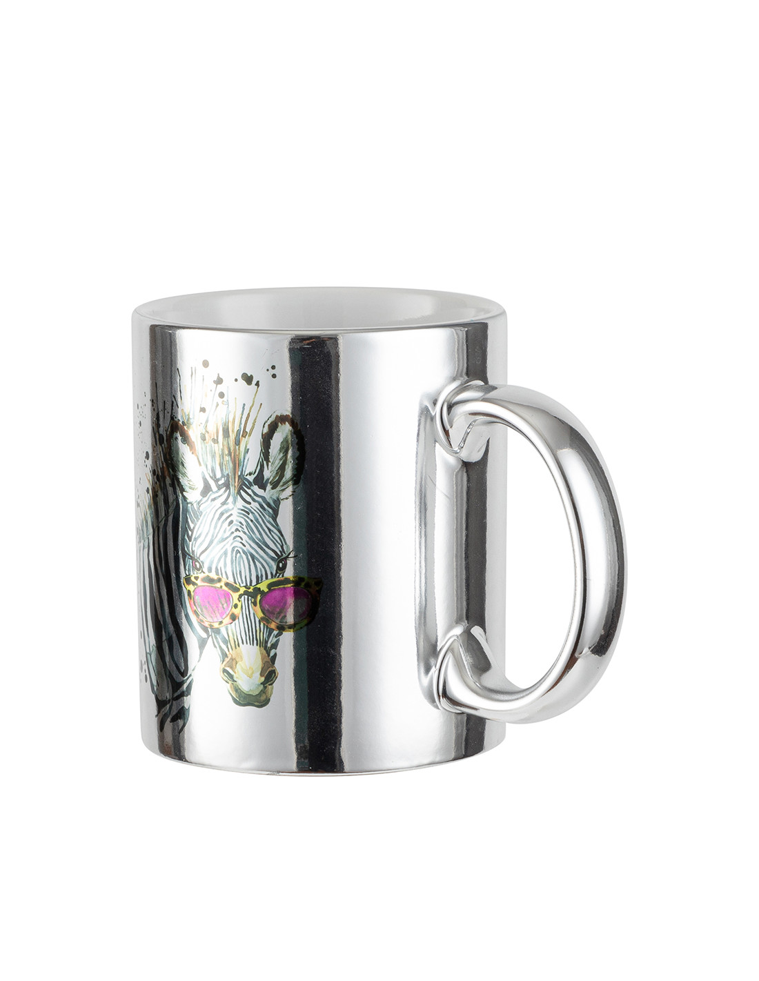 Tasse en céramique plaquée argent de 11 oz -
