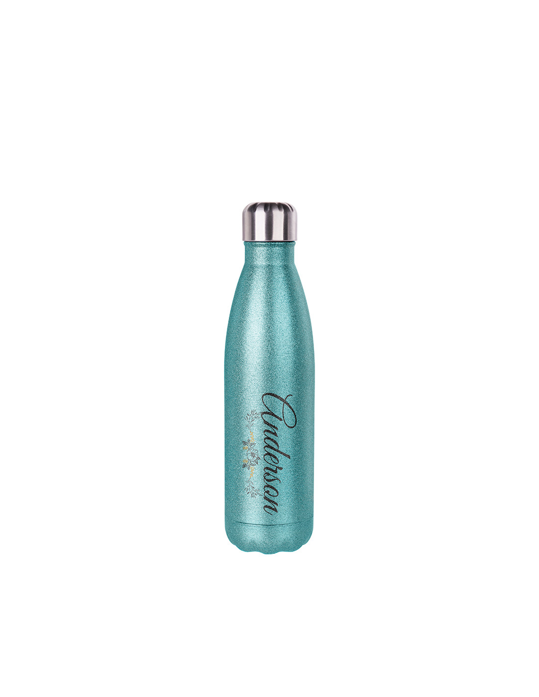 Bouteille en forme de cola en acier inoxydable à paillettes de 17 oz/500 ml (bleu clair)