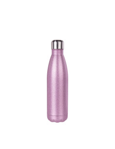 Bouteille en forme de cola en acier inoxydable pailleté de 17 oz/500 ml (rose)