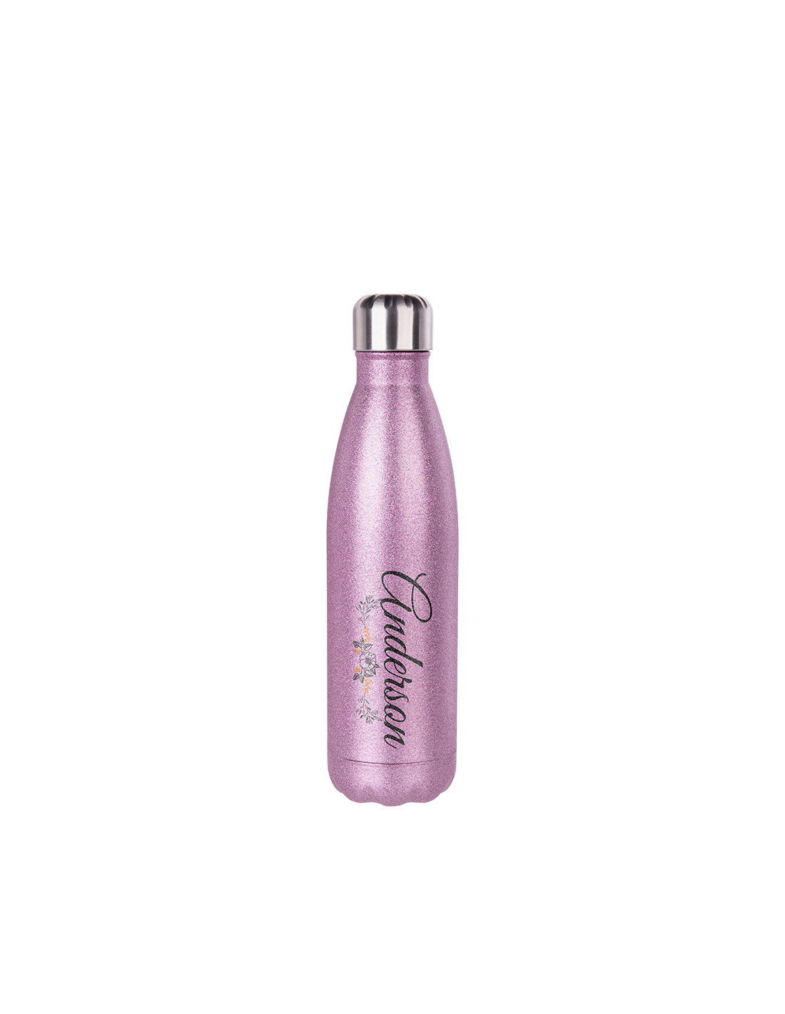 Bouteille en forme de cola en acier inoxydable pailleté de 17 oz/500 ml (rose)