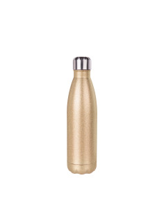 Bouteille en forme de cola en acier inoxydable à paillettes de 17 oz/500 ml (or rose)