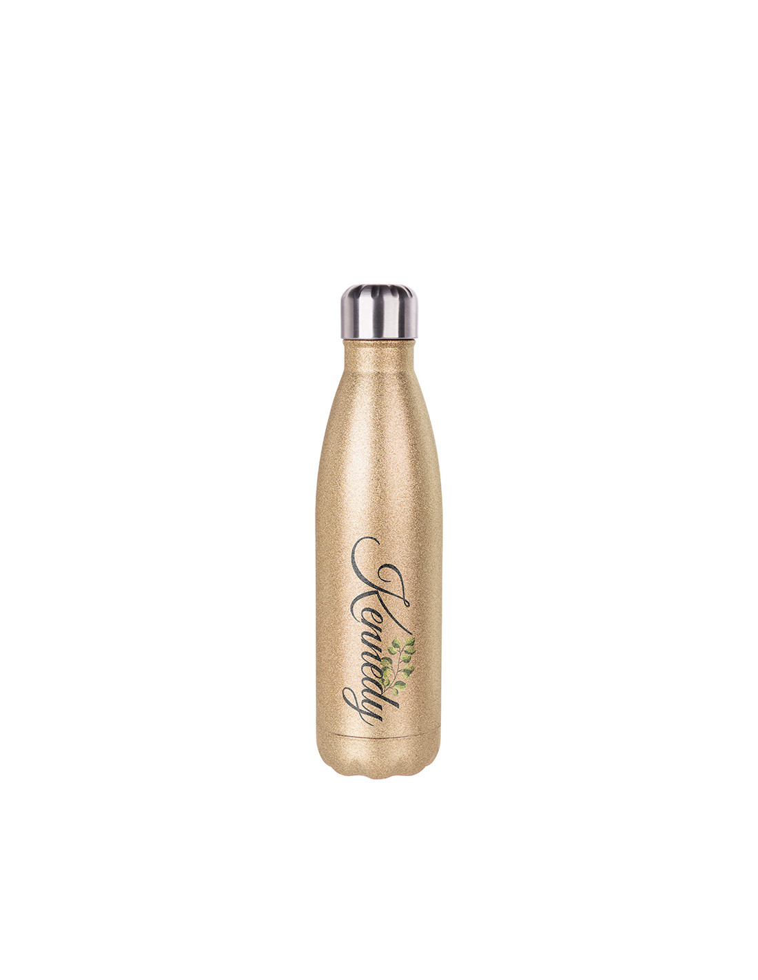 Bouteille en forme de cola en acier inoxydable à paillettes de 17 oz/500 ml (or rose)